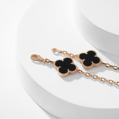 [OrnoraJewelry]CLOVER 10 MOTIFS ONYX NECKLACE