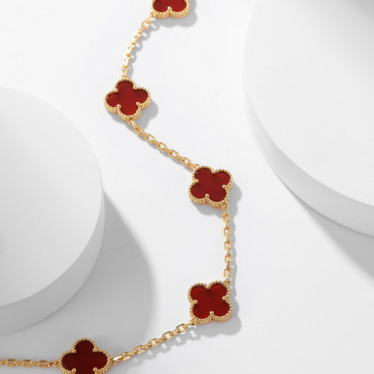 [OrnoraJewelry]CLOVER 10 MOTIFS CARNELIAN NECKLACE