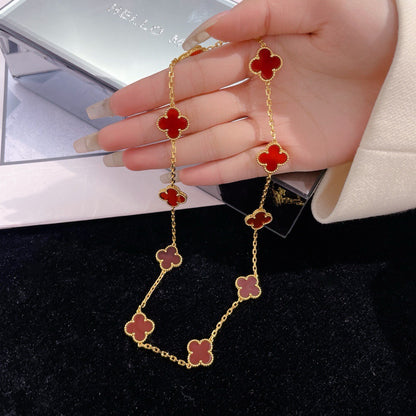 [OrnoraJewelry]CLOVER 10 MOTIFS CARNELIAN NECKLACE