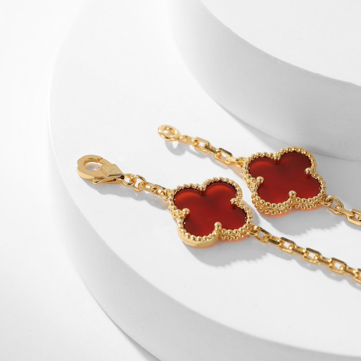 [OrnoraJewelry]CLOVER 10 MOTIFS CARNELIAN NECKLACE