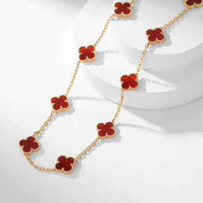 [OrnoraJewelry]CLOVER 10 MOTIFS CARNELIAN NECKLACE