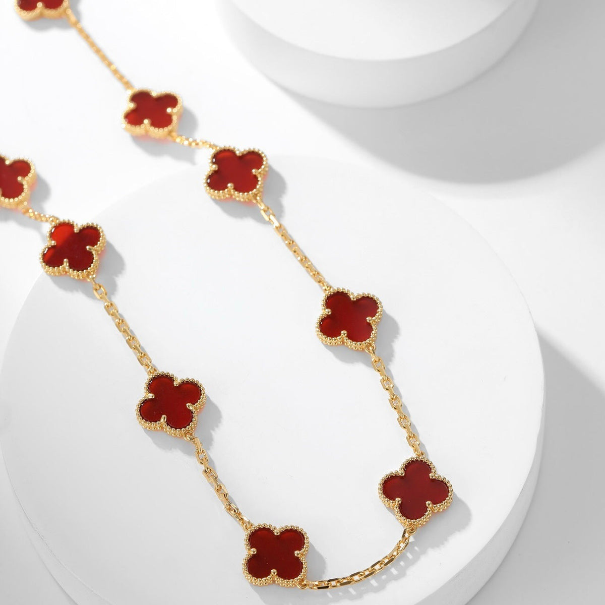 [OrnoraJewelry]CLOVER 10 MOTIFS CARNELIAN NECKLACE