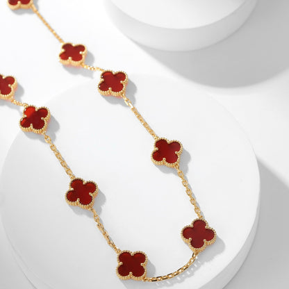 [OrnoraJewelry]CLOVER 10 MOTIFS CARNELIAN NECKLACE