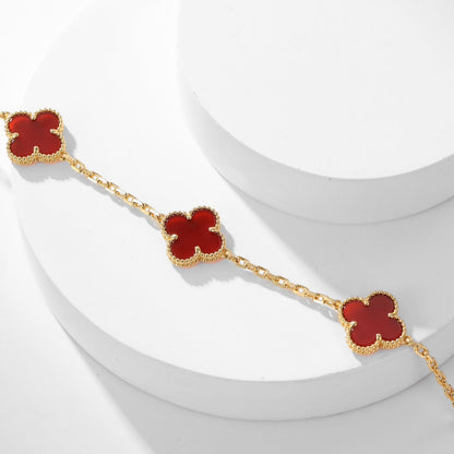 [OrnoraJewelry]CLOVER 10 MOTIFS CARNELIAN NECKLACE
