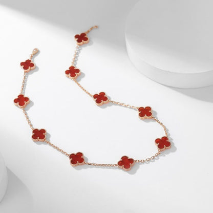 [OrnoraJewelry]CLOVER 10 MOTIFS CARNELIAN NECKLACE