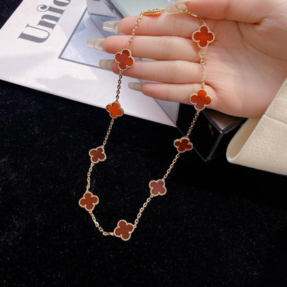 [OrnoraJewelry]CLOVER 10 MOTIFS CARNELIAN NECKLACE