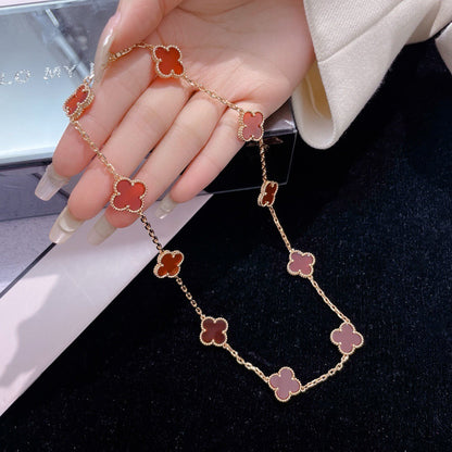 [OrnoraJewelry]CLOVER 10 MOTIFS CARNELIAN NECKLACE