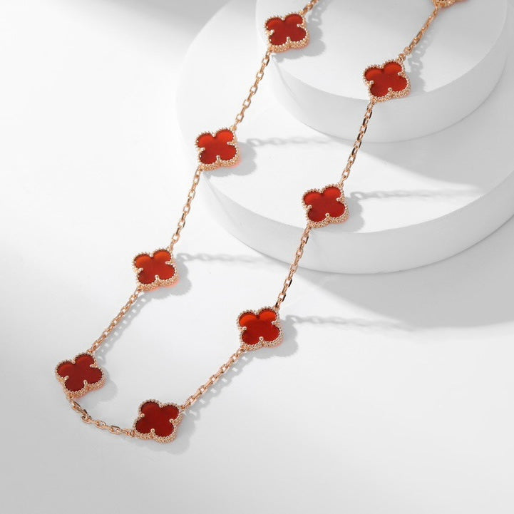 [OrnoraJewelry]CLOVER 10 MOTIFS CARNELIAN NECKLACE