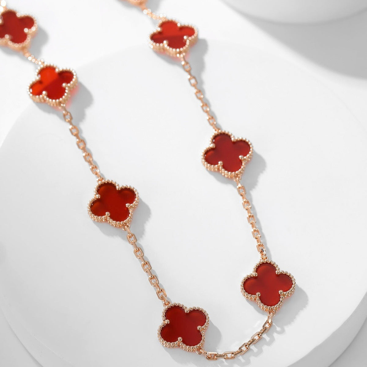 [OrnoraJewelry]CLOVER 10 MOTIFS CARNELIAN NECKLACE