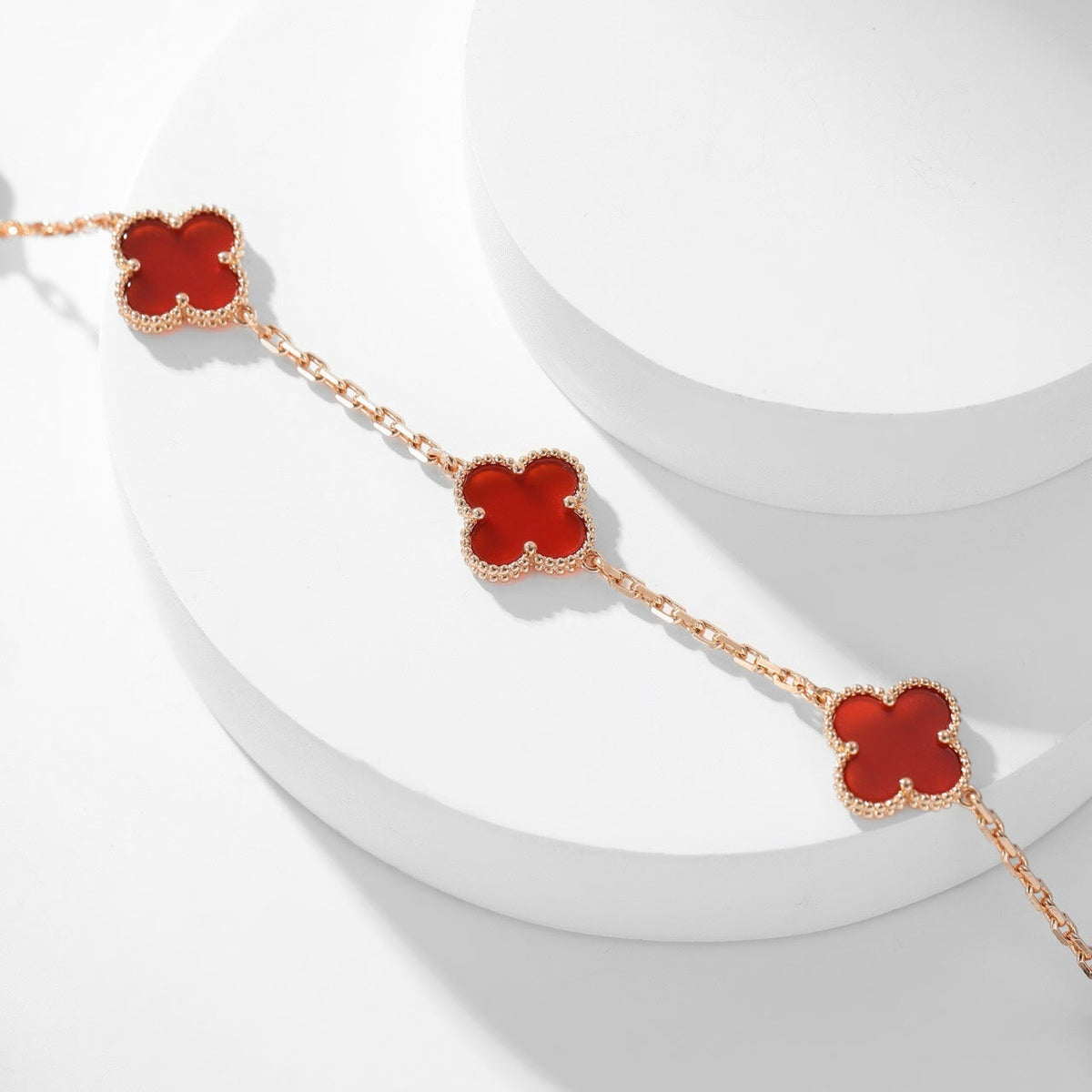 [OrnoraJewelry]CLOVER 10 MOTIFS CARNELIAN NECKLACE