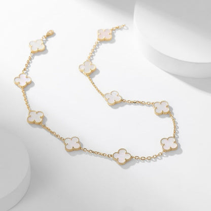 [OrnoraJewelry]CLOVER 10 MOTIFS WHITE MOTHER OF PEARL NECKLACE