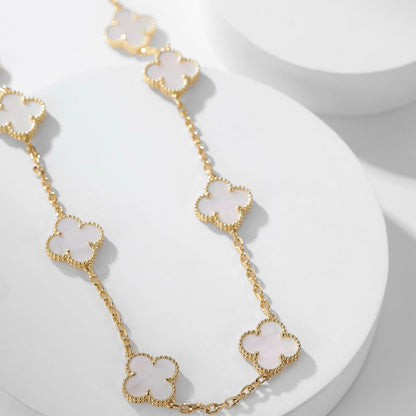 [OrnoraJewelry]CLOVER 10 MOTIFS WHITE MOTHER OF PEARL NECKLACE