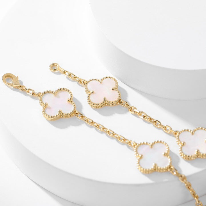 [OrnoraJewelry]CLOVER 10 MOTIFS WHITE MOTHER OF PEARL NECKLACE