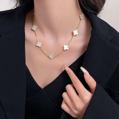 [OrnoraJewelry]CLOVER 10 MOTIFS WHITE MOTHER OF PEARL NECKLACE