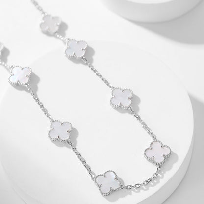 [OrnoraJewelry]CLOVER 10 MOTIFS WHITE MOTHER OF PEARL NECKLACE