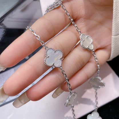 [OrnoraJewelry]CLOVER 10 MOTIFS WHITE MOTHER OF PEARL NECKLACE