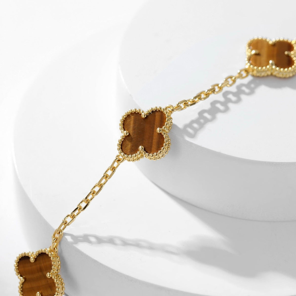 [OrnoraJewelry]CLOVER 10 MOTIFS TIGER EYE NECKLACE