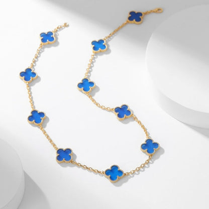[OrnoraJewelry]CLOVER 10 MOTIFS BLUE AGATE NECKLACE