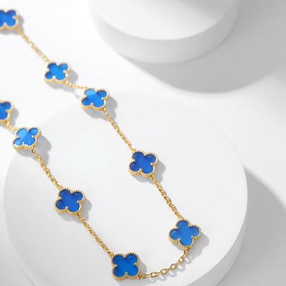 [OrnoraJewelry]CLOVER 10 MOTIFS BLUE AGATE NECKLACE