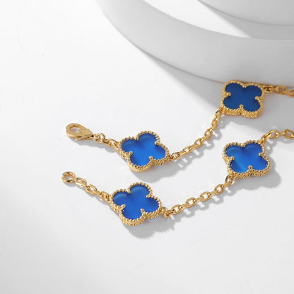 [OrnoraJewelry]CLOVER 10 MOTIFS BLUE AGATE NECKLACE