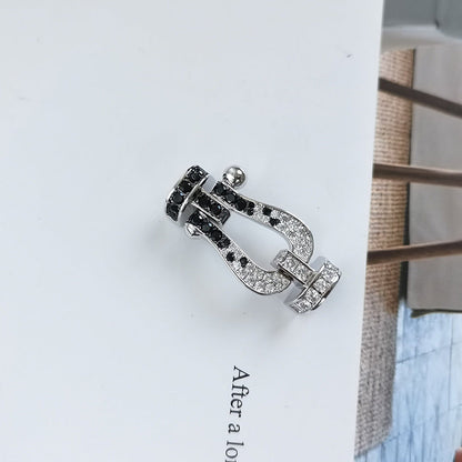 [Ornora Jewelry]FORCE LARGE HORSESHOE BLACK WHITE DIAMOND BRACELET SILVER
