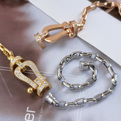 [OrnoraJewelry]FORCE LARGE HORSESHOE CLASP  METAL BRACELET