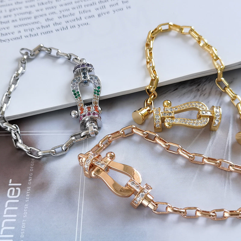 [OrnoraJewelry]FORCE LARGE HORSESHOE CLASP  METAL BRACELET
