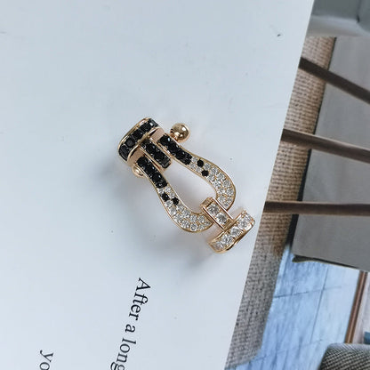 [Ornora Jewelry]FORCE LARGE HORSESHOE BLACK WHITE DIAMOND BRACELET ROSE GOLD