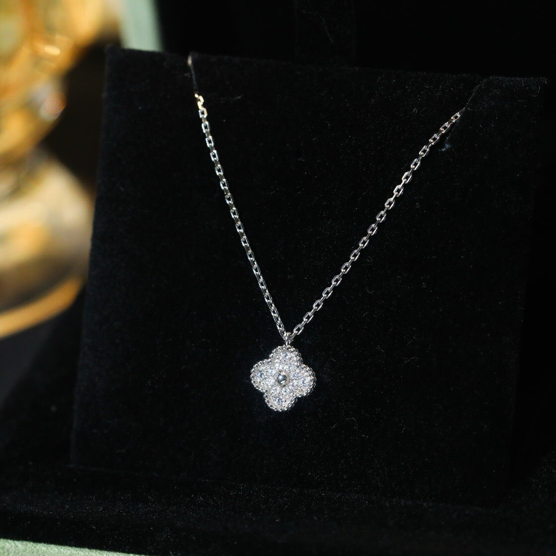 [OrnoraJewelry]CLOVER MINI 9.5MM PENDANT DIAMOND NECKLACE