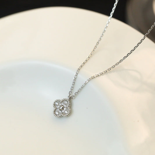 [OrnoraJewelry]CLOVER MINI 9.5MM PENDANT DIAMOND NECKLACE