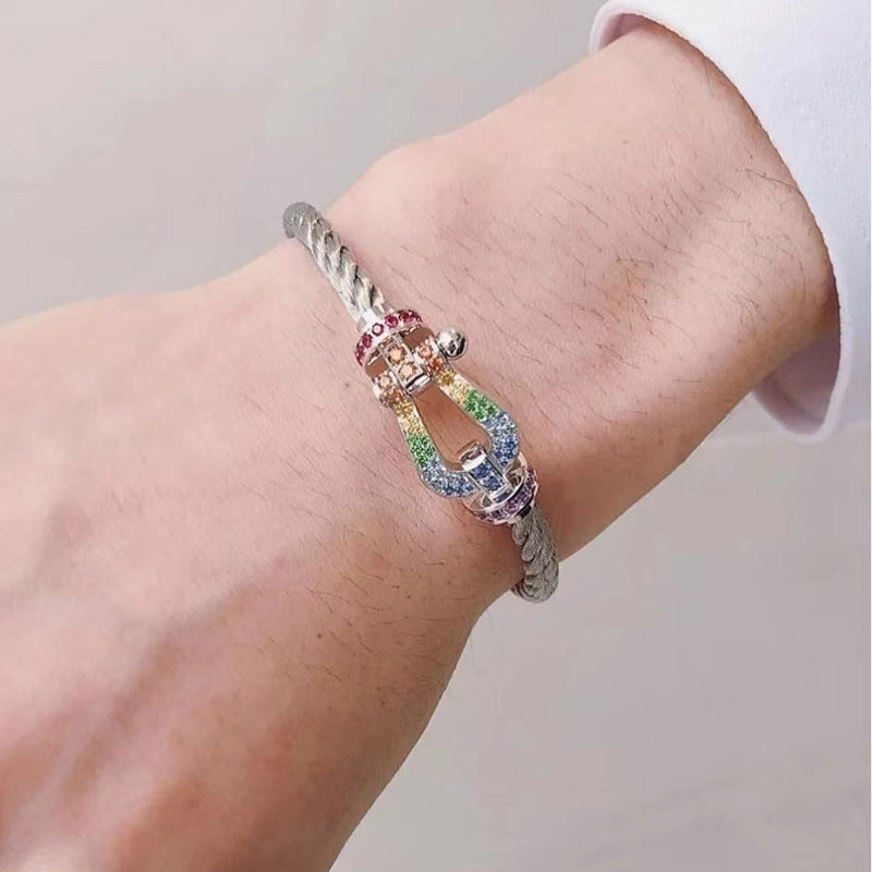[Ornora Jewelry]FORCE LARGE HORSESHOE  COLORED DIAMOND BRACELET ROSE GOLD