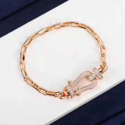 [OrnoraJewelry]FORCE LARGE HORSESHOE CLASP  METAL BRACELET