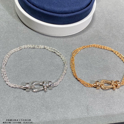 [OrnoraJewelry]FORCE SMALL HORSESHOE  DIAMOND CHAIN ROPE BRACELET