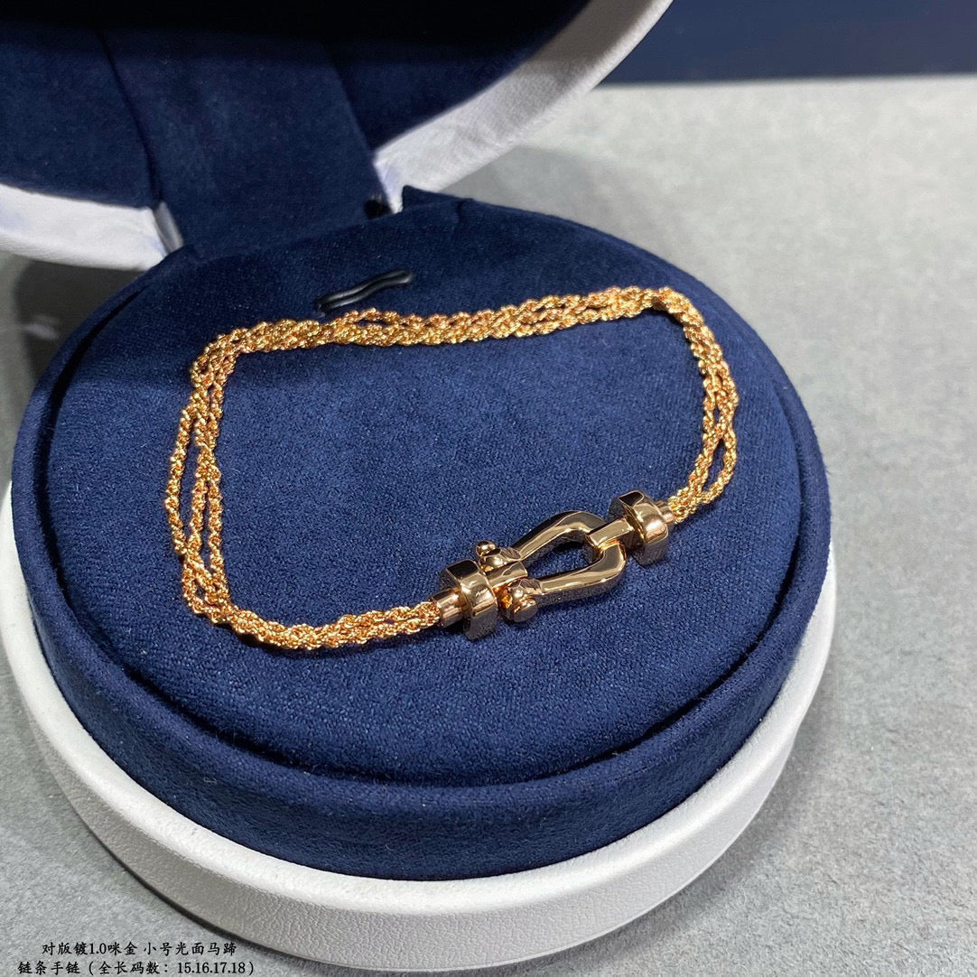 [OrnoraJewelry]FORCE SMALL HORSESHOE  DIAMOND CHAIN ROPE BRACELET