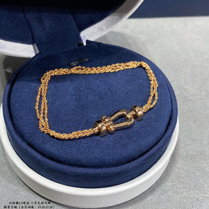 [OrnoraJewelry]FORCE SMALL HORSESHOE  DIAMOND CHAIN ROPE BRACELET