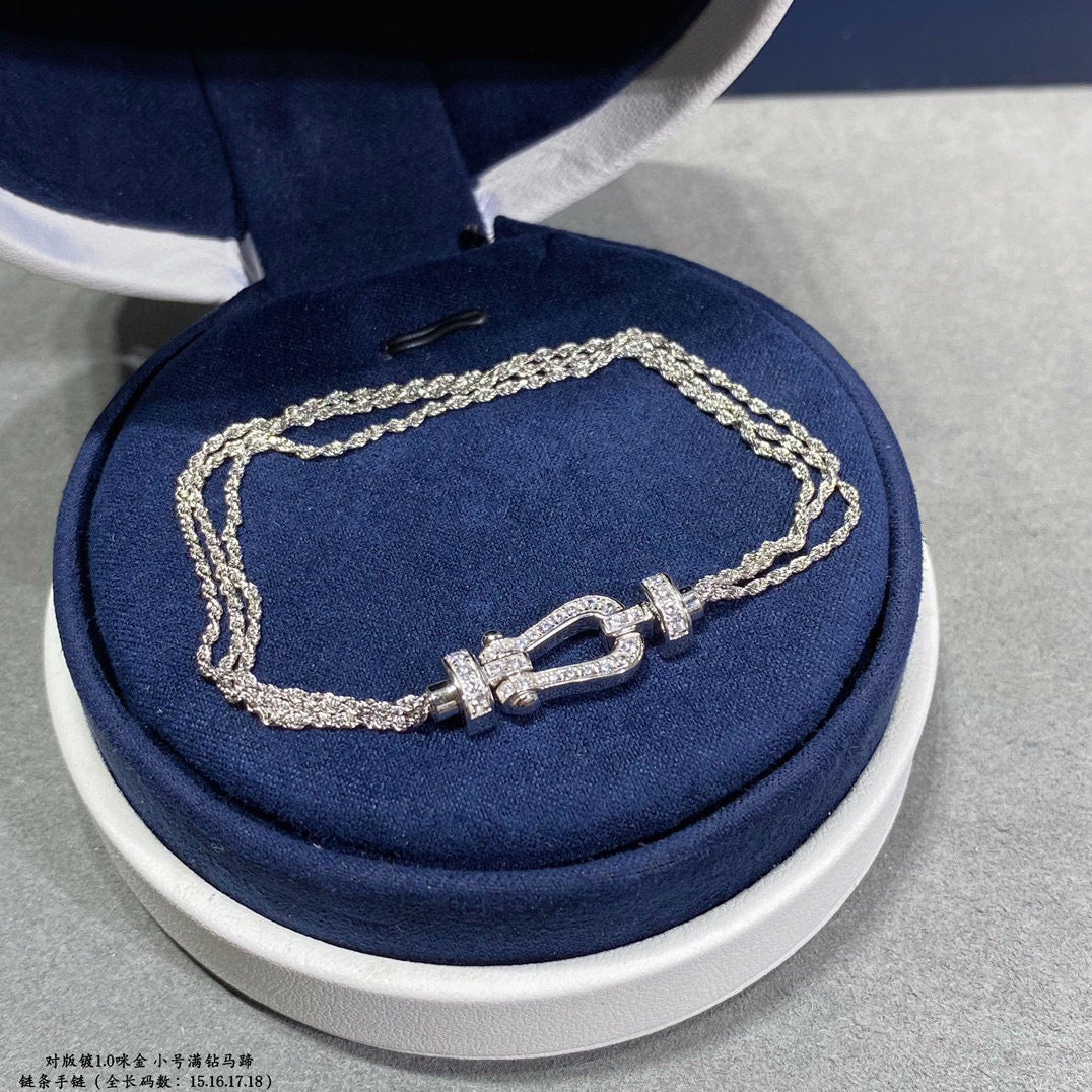 [OrnoraJewelry]FORCE SMALL HORSESHOE  DIAMOND CHAIN ROPE BRACELET