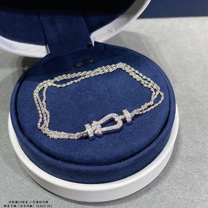 [OrnoraJewelry]FORCE SMALL HORSESHOE  DIAMOND CHAIN ROPE BRACELET
