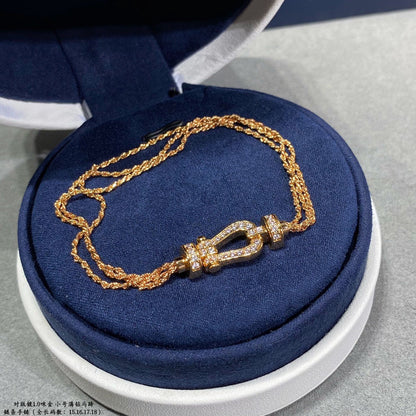 [OrnoraJewelry]FORCE SMALL HORSESHOE  DIAMOND CHAIN ROPE BRACELET