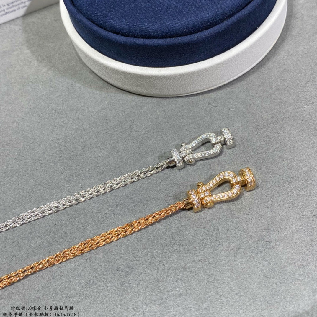 [OrnoraJewelry]FORCE SMALL HORSESHOE  DIAMOND CHAIN ROPE BRACELET