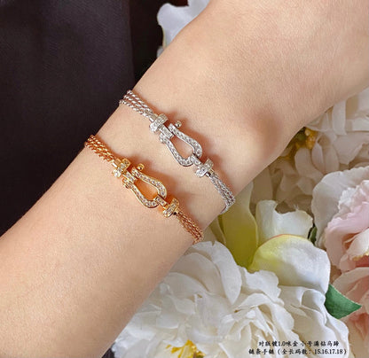 [OrnoraJewelry]FORCE SMALL HORSESHOE  DIAMOND CHAIN ROPE BRACELET