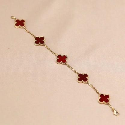 [OrnoraJewelry] CLOVER 5 MOTIF RED CORNELIAN BRACELET COLLECTION