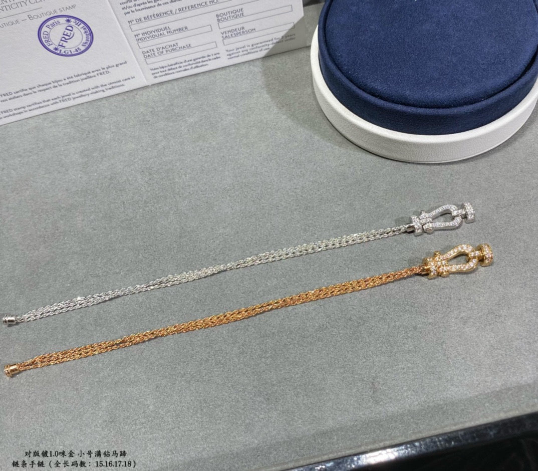 [OrnoraJewelry]FORCE SMALL HORSESHOE  DIAMOND CHAIN ROPE BRACELET