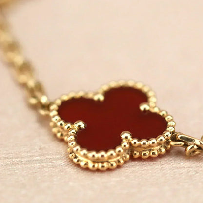 [OrnoraJewelry] CLOVER 5 MOTIF RED CORNELIAN BRACELET COLLECTION