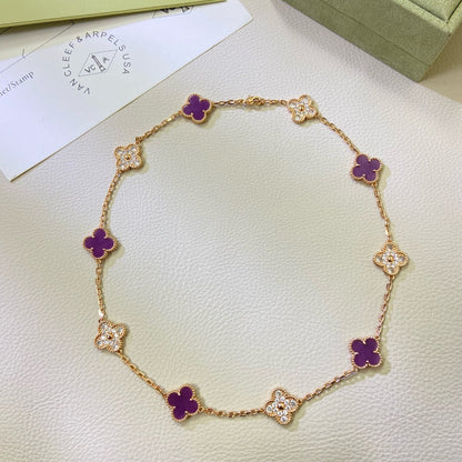 [OrnoraJewelry Jewelry]CLOVER 10 MOTIFS  PURPLE VIOLET DIAMOND NECKLACE