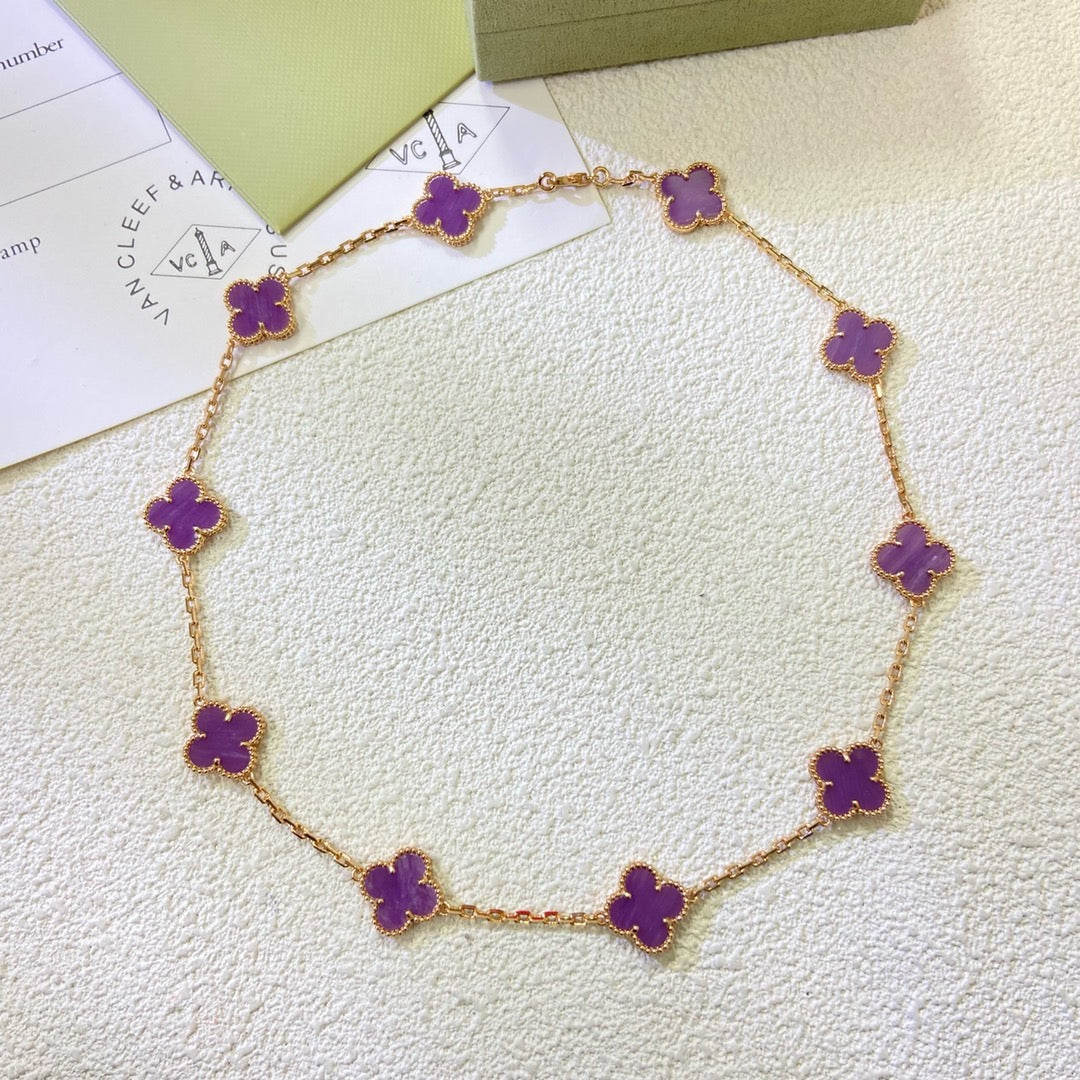 [OrnoraJewelry Jewelry]CLOVER 10 MOTIFS  PURPLE VIOLET  NECKLACE