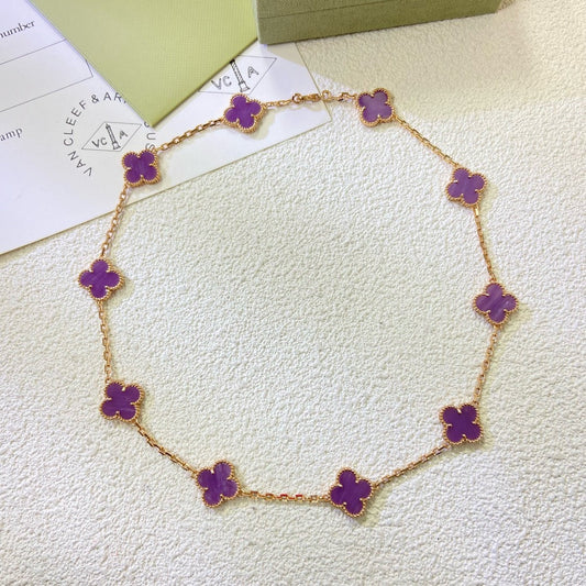 [OrnoraJewelry Jewelry]CLOVER 10 MOTIFS  PURPLE VIOLET  NECKLACE