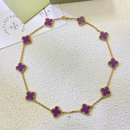 [OrnoraJewelry Jewelry]CLOVER 10 MOTIFS  PURPLE VIOLET  NECKLACE