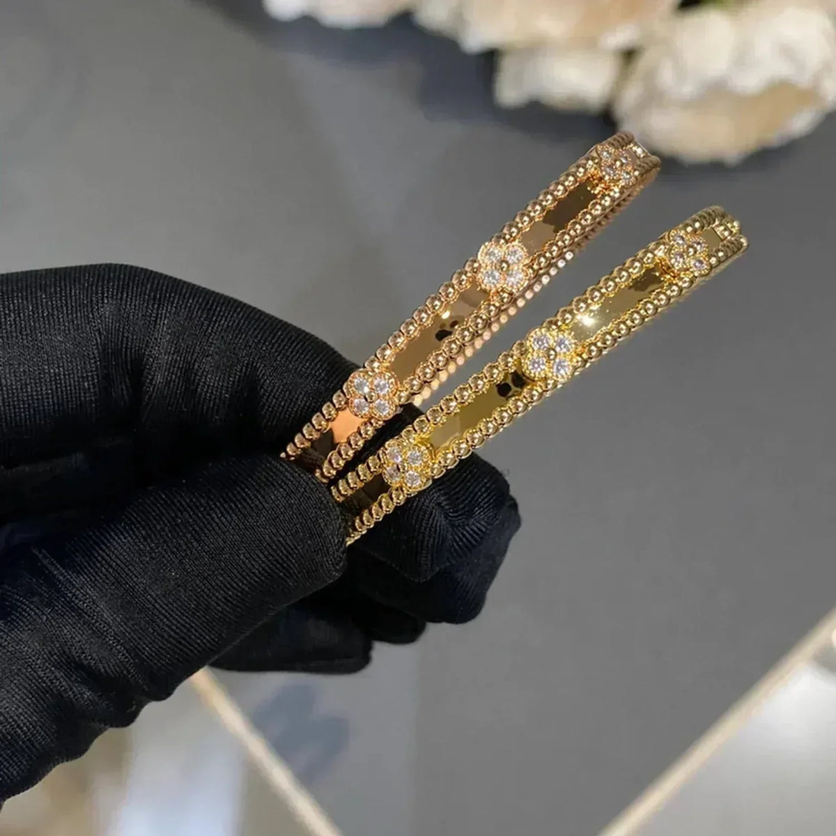 [OrnoraJewelry]CLOVER BRACELET 4MM DIAMONDS