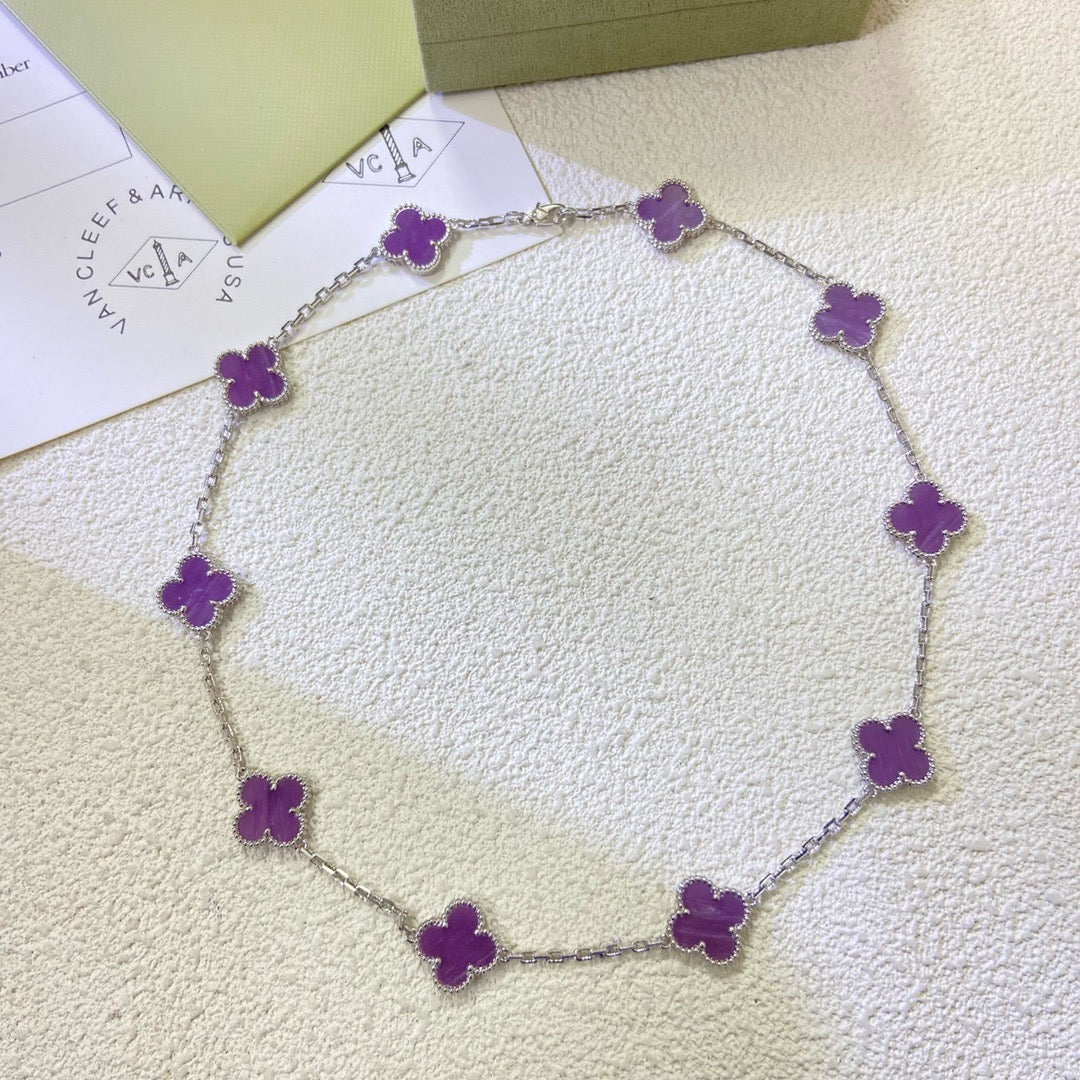 [OrnoraJewelry Jewelry]CLOVER 10 MOTIFS  PURPLE VIOLET  NECKLACE