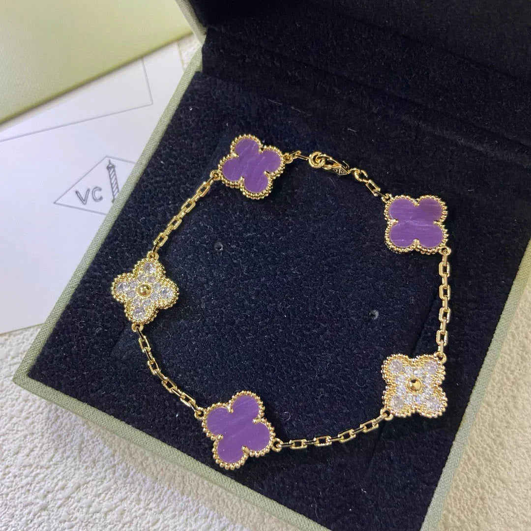 [OrnoraJewelry] CLOVER 5 MOTIF VIOLET BRACELET COLLECTION